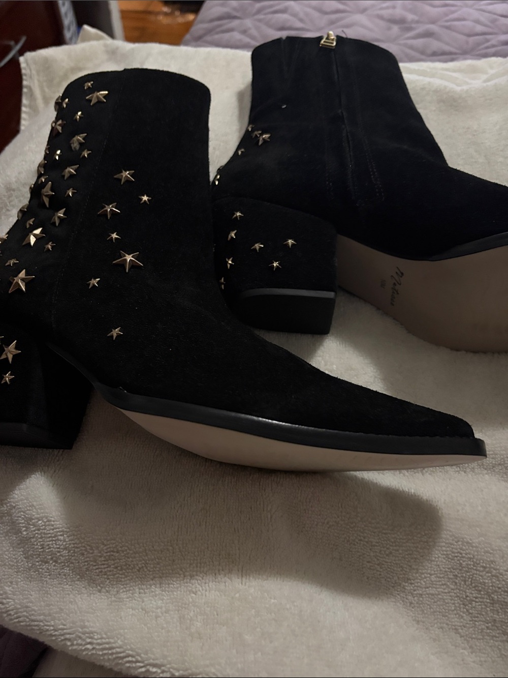 Matisse Black Suede Star-Studded Ankle Booties